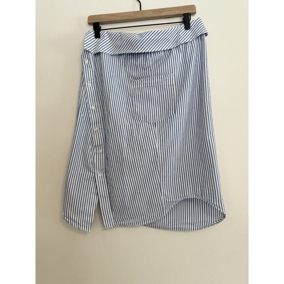 ZARA WOMAN SUMMER ASYMMETRICAL BLUE WHITE STRIPED 3067/406 2024 MIDI SKIRT Sz M - Picture 6 of 12